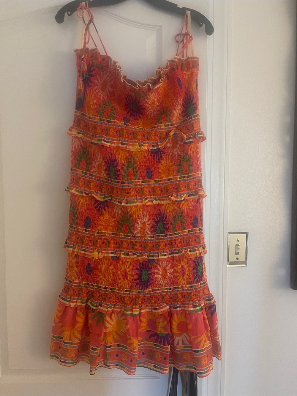 Orange Floral Tiered Smocked dress Farm Rio